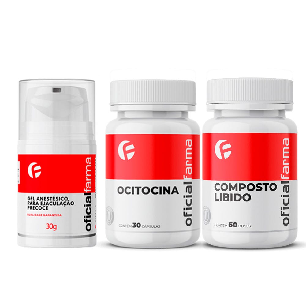 Gel Anestésico Pra Ejaculação Precoce 30g + Ocitocina (Oxitocina) 30 Cápsulas + Composto Libido 60 Doses