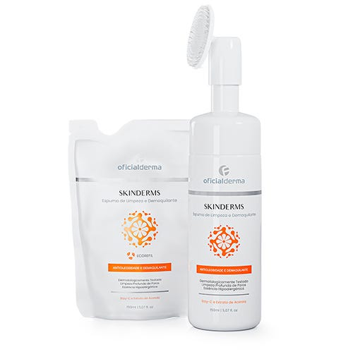 Kit Skinderms Espuma de Limpeza Facial e Demaquilante + Refil