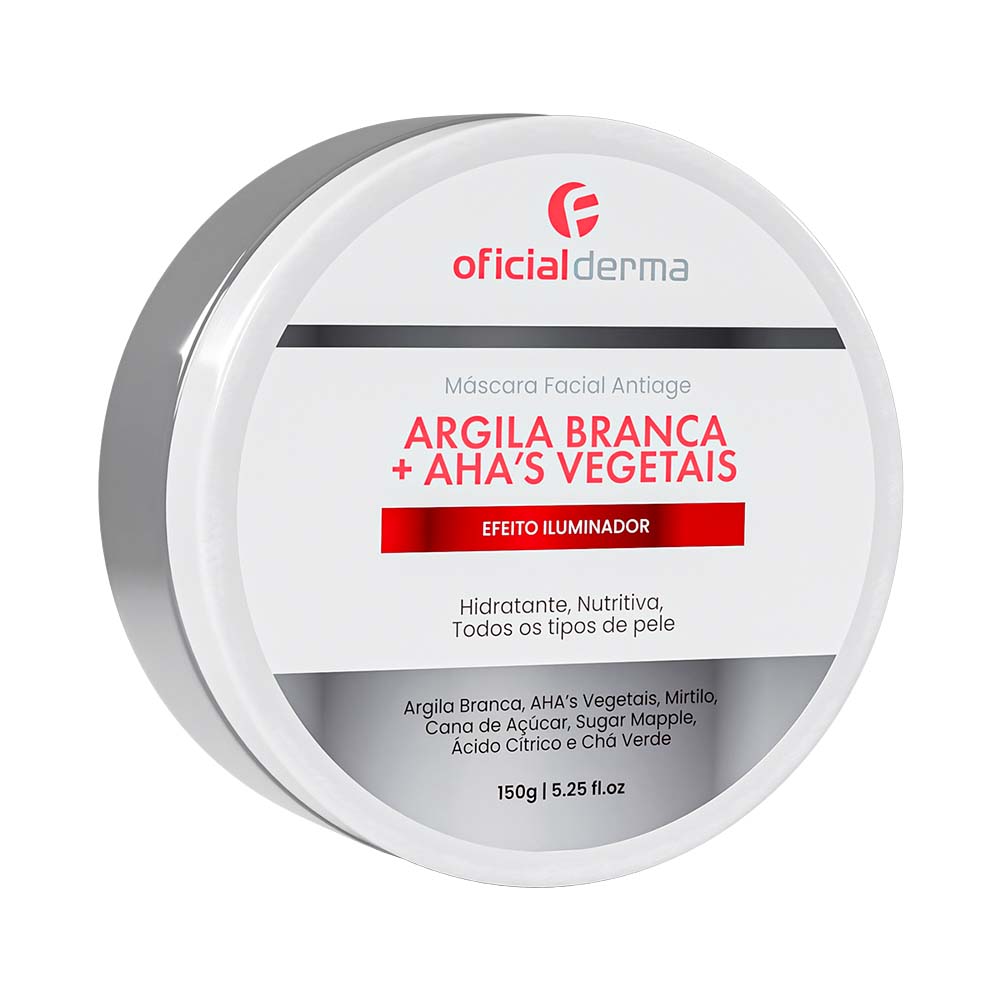 Máscara Facial de Argila Branca e AHAs Vegetais